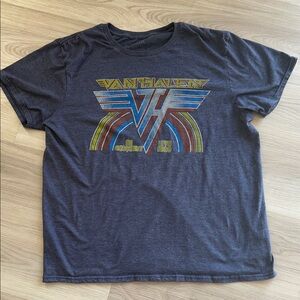 Van Halen Graphic Men’s Unisex T-Shirt L 1980 Concert Retro Blue Rock Music